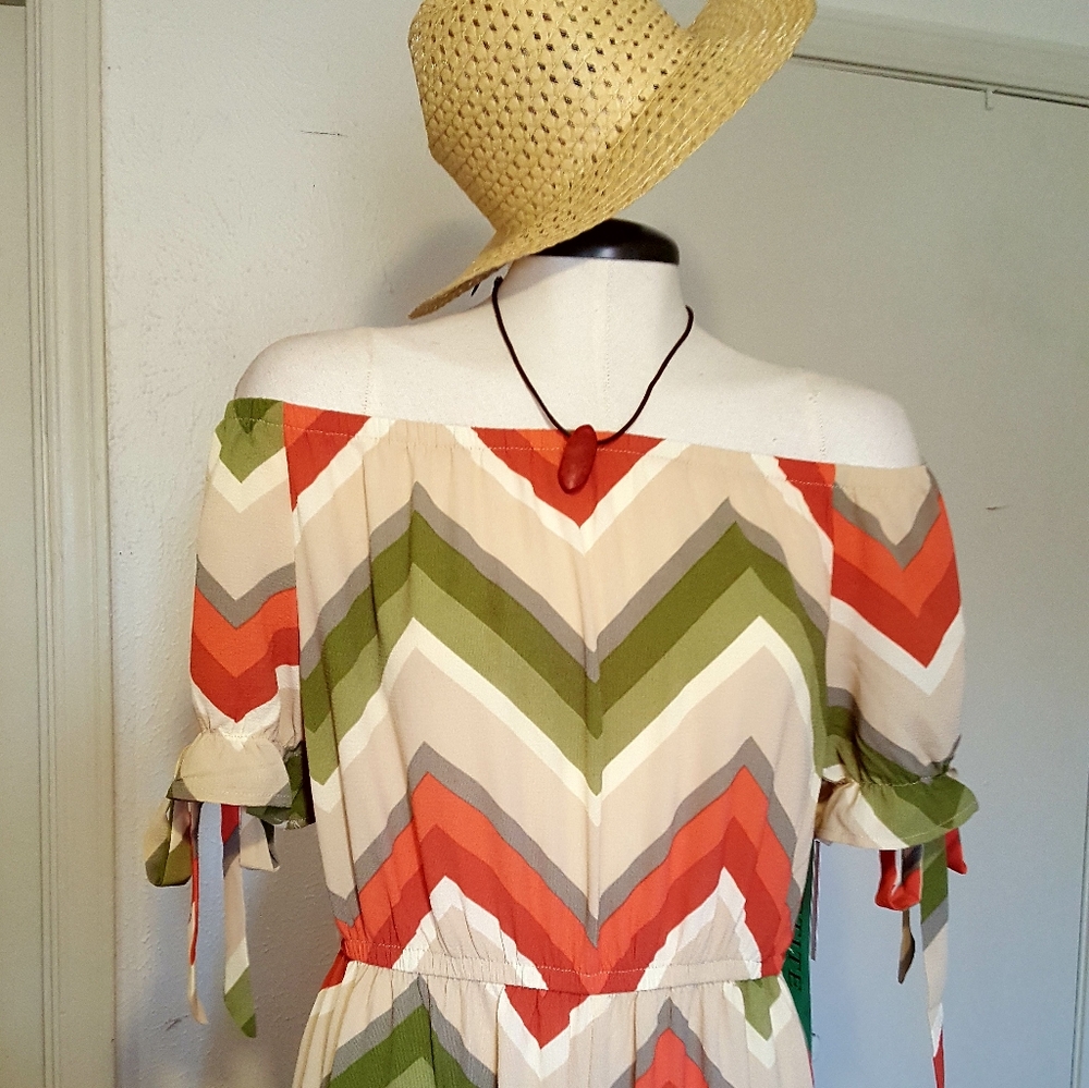 Chevron Off-Shoulder Jumpsuit - Multicolor NEW WITHOUT TAGS